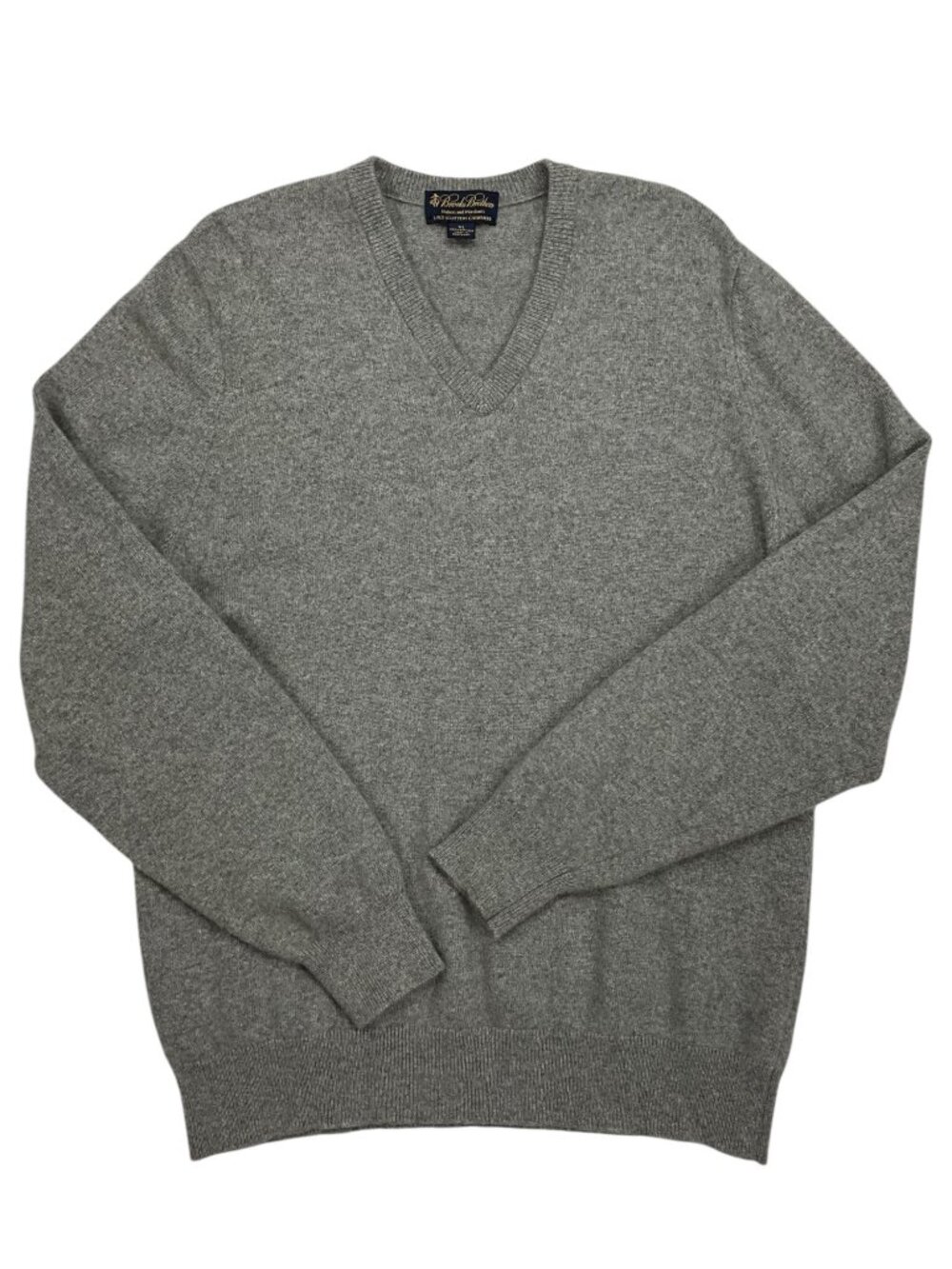 Brooks Brothers 3-Ply Cashmere V-Neck Sweater XL Gray Fall Quiet Luxury - Picture 12 of 12